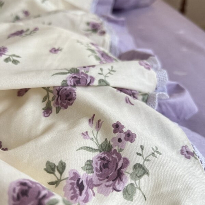 91家纺网 家纺一手货源 找家纺 棉生活家纺 2025新款全棉小清新花边款蕾丝四件套 洛潇