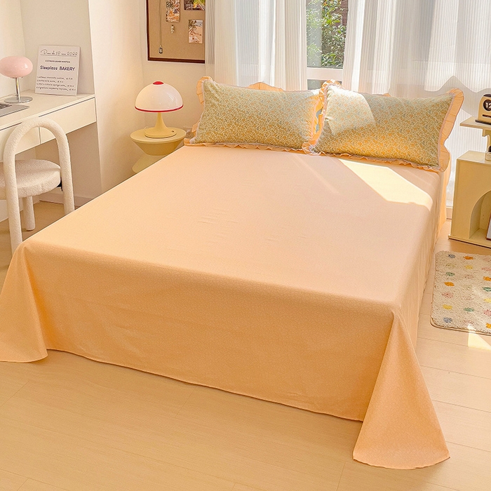 91家纺网 家纺一手货源 找家纺 棉生活家纺 2025新款全棉小清新花边款蕾丝四件套 花晓