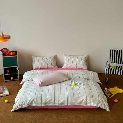 （总）例外Home 2025新款全棉色织水洗棉四件套-条纹控