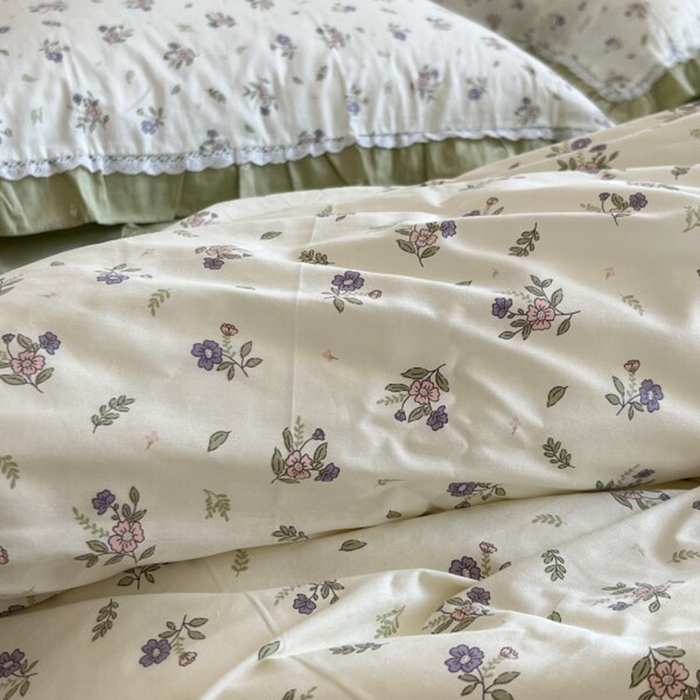 91家纺网 家纺一手货源 找家纺 棉生活家纺 2025新款全棉小清新花边款蕾丝四件套 熙悦