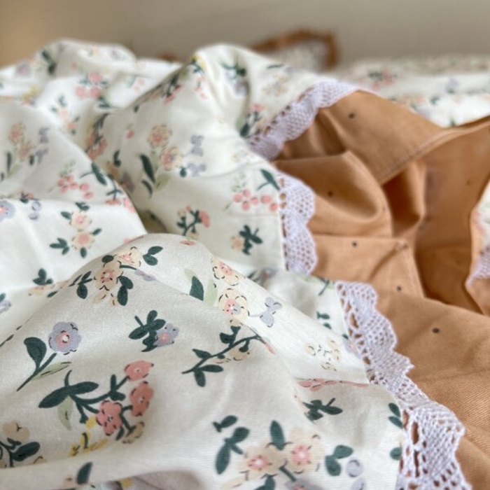 91家纺网 家纺一手货源 找家纺 棉生活家纺 2025新款全棉小清新花边款蕾丝四件套 田园生活