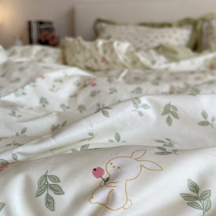 91家纺网 家纺一手货源 找家纺 棉生活家纺 2025新款全棉小清新花边款蕾丝四件套 果香