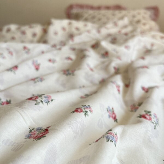 91家纺网 家纺一手货源 找家纺 棉生活家纺 2025新款全棉小清新花边款蕾丝四件套 夏日之约　粉