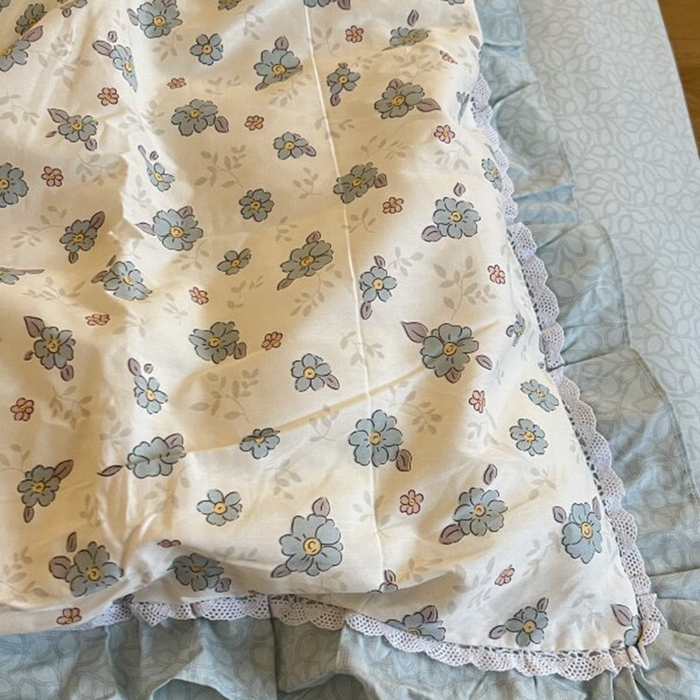 91家纺网 家纺一手货源 找家纺 棉生活家纺 2025新款全棉小清新花边款蕾丝四件套 漫然