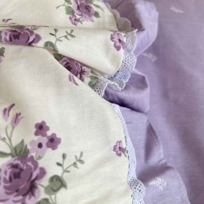 91家纺网 家纺一手货源 找家纺 棉生活家纺 2025新款全棉小清新花边款蕾丝四件套 洛潇