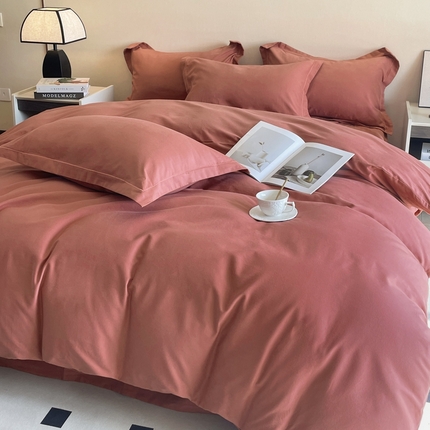 N先生 2025新款纯色全棉磨毛四件套-西西里 西西里-焦糖