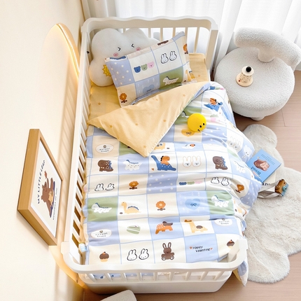 91家纺网 家纺一手货源 找家纺 （总）芭伯妮 2025新款全棉AB版幼儿园三件套宝宝午睡被子六件套儿童被套多件套