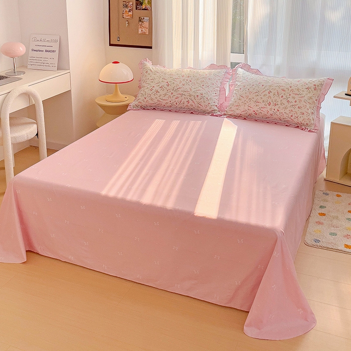 91家纺网 家纺一手货源 找家纺 棉生活家纺 2025新款全棉小清新花边款蕾丝四件套 百花园