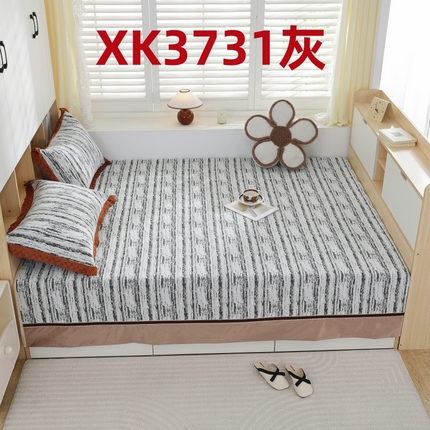 91家纺网 家纺一手货源 找家纺 2025新款高密雪尼尔复合炕盖榻榻米炕垫-XK3730 XK3731灰