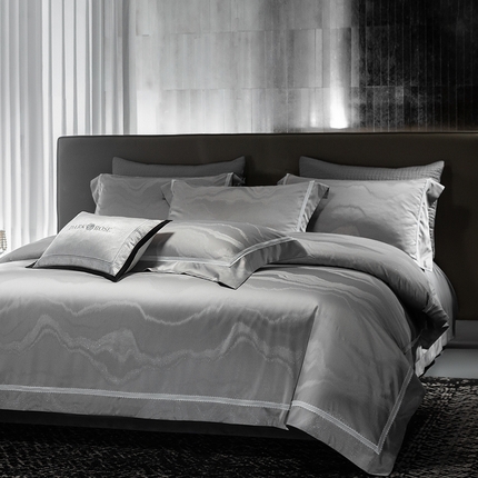 诗黛尔 2025春夏新款鎏金提花长绒棉四件套-流光魅影系列 流光魅影 太空灰