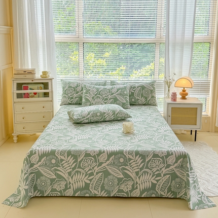 91家纺网 家纺一手货源 找家纺 仟网汇 2025新款老粗布床单粗布凉席老粗布单床单枕套单品 热带风情