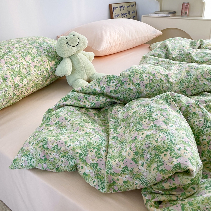 91家纺网 家纺一手货源 找家纺 尺素 2025新款ins风博主系列全棉四件套 禁止蕉绿