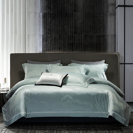 诗黛尔 2025春夏新款鎏金提花长绒棉四件套-流光魅影系列 流光魅影 冰晶蓝