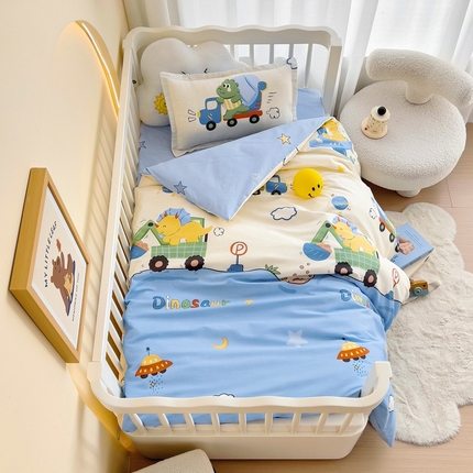 91家纺网 家纺一手货源 找家纺 （总）芭伯妮 2025新款全棉AB版幼儿园三件套宝宝午睡被子六件套儿童被套多件套
