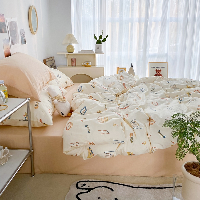 91家纺网 家纺一手货源 找家纺 尺素 2025新款ins风博主系列全棉四件套 童心未泯