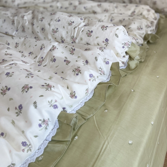 91家纺网 家纺一手货源 找家纺 棉生活家纺 2025新款全棉小清新花边款蕾丝四件套 熙悦