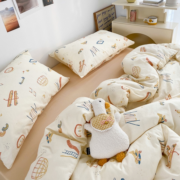 91家纺网 家纺一手货源 找家纺 尺素 2025新款ins风博主系列全棉四件套 童心未泯