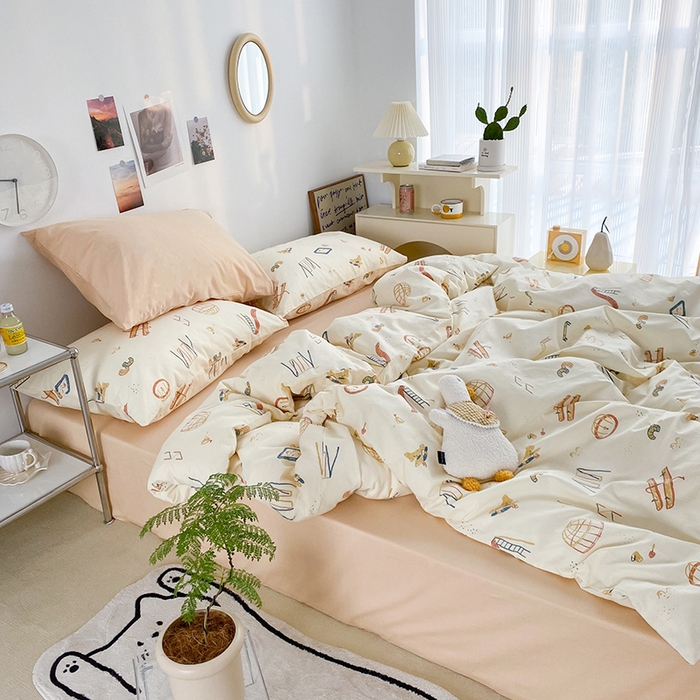 91家纺网 家纺一手货源 找家纺 尺素 2025新款ins风博主系列全棉四件套 童心未泯