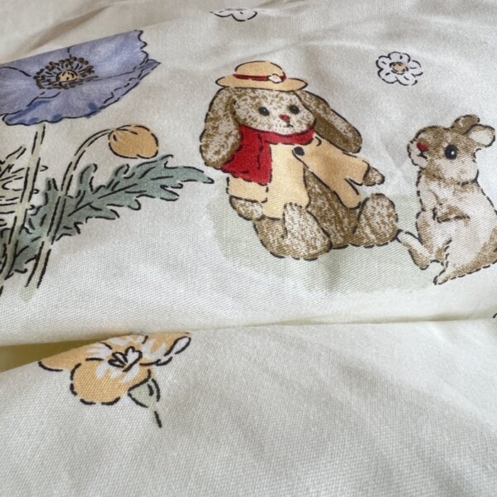 91家纺网 家纺一手货源 找家纺 棉生活家纺 2025新款全棉小清新花边款蕾丝四件套 丽丝兔