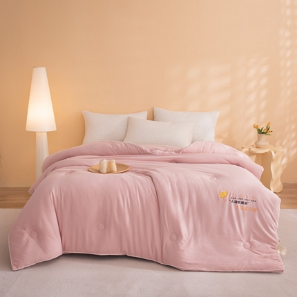 （买家秀爆款不断货）A类母婴级无染针织双拼纯色大豆被子春秋冬被大豆纤维被子被芯大豆被大豆提花被 格林-豆沙粉