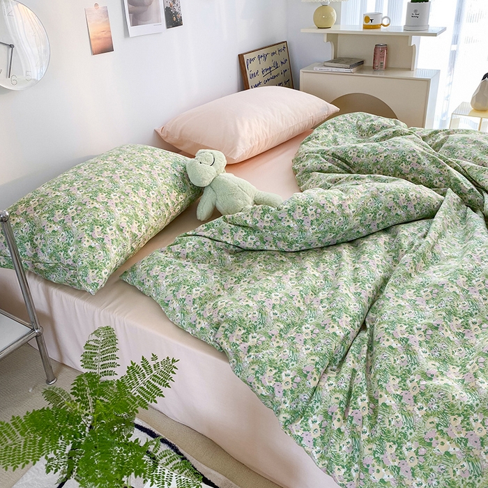 91家纺网 家纺一手货源 找家纺 尺素 2025新款ins风博主系列全棉四件套 禁止蕉绿