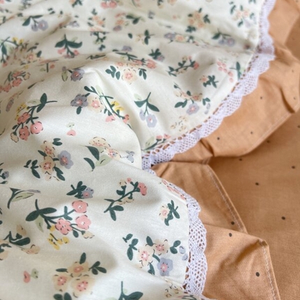 棉生活家纺 2025新款全棉小清新花边款蕾丝四件套 田园生活