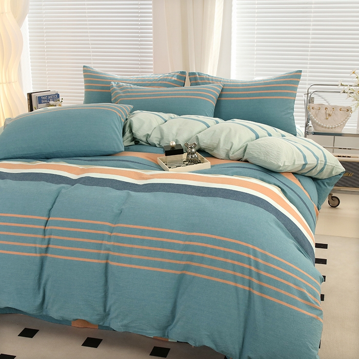 91家纺网 家纺一手货源 找家纺 金纱玉纺家纺 2024新款全棉水洗棉四件套罗拉之恋-兰