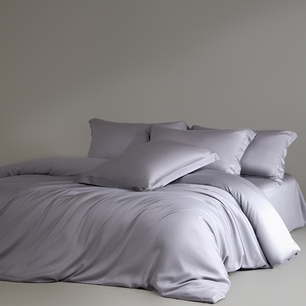 618家纺 2025新款50S100支全棉四件套 紫灰