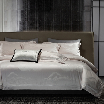 诗黛尔 2025春夏新款鎏金提花长绒棉四件套-流光魅影系列 流光魅影 雅粉金