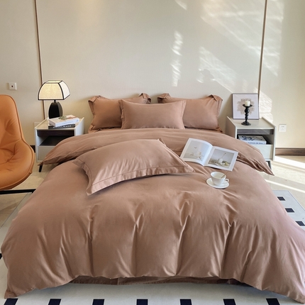 N先生 2025新款纯色全棉磨毛四件套-西西里 西西里-卡其