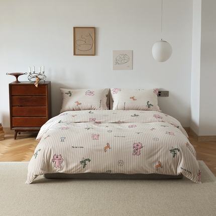 91家纺网 家纺一手货源 找家纺 （总）梦可莱家居 2025新款A类全棉纯棉针织印花四件套-卡通系列