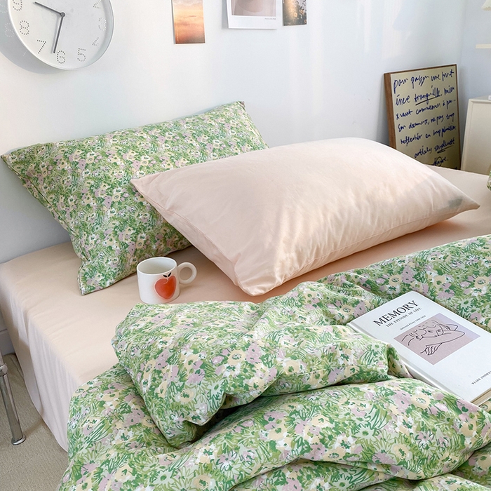 91家纺网 家纺一手货源 找家纺 尺素 2025新款ins风博主系列全棉四件套 禁止蕉绿