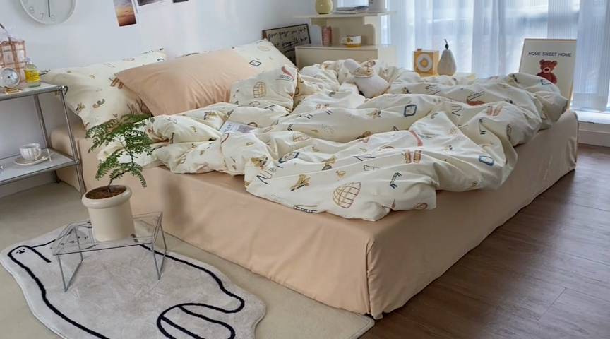 91家纺网 家纺一手货源 找家纺 尺素 2025新款ins风博主系列全棉四件套 童心未泯