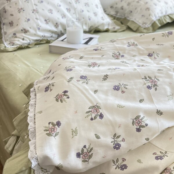 91家纺网 家纺一手货源 找家纺 棉生活家纺 2025新款全棉小清新花边款蕾丝四件套 熙悦