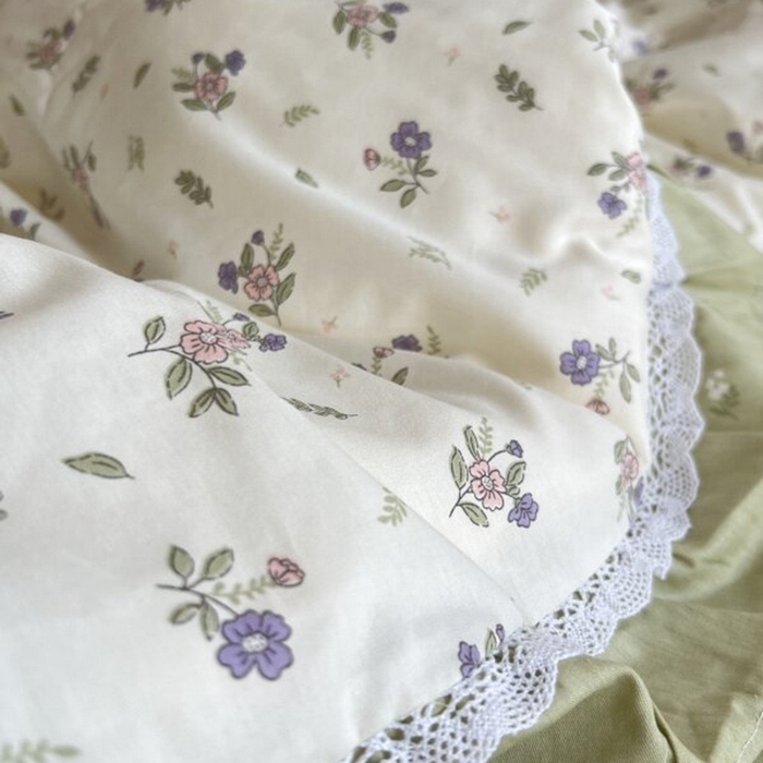 91家纺网 家纺一手货源 找家纺 棉生活家纺 2025新款全棉小清新花边款蕾丝四件套 熙悦