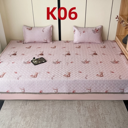 91家纺网 家纺一手货源 找家纺 （总）2025新款带花纯棉绗缝炕盖榻榻米炕垫K01-K11