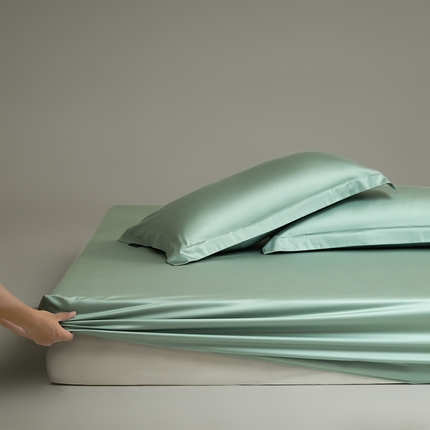 618家纺 2025新款50S100支全棉单品系列-单床笠 奶油绿