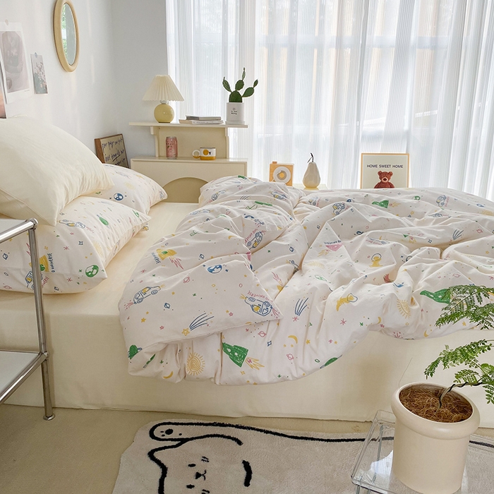 91家纺网 家纺一手货源 找家纺 尺素 2025新款ins风博主系列全棉四件套 你与星河