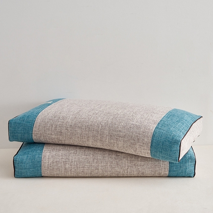 91家纺网 家纺一手货源 找家纺 2025新款荞麦竹节麻方枕竹节麻方枕-蓝