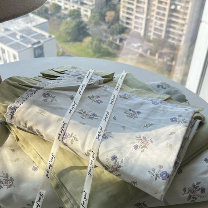 91家纺网 家纺一手货源 找家纺 棉生活家纺 2025新款全棉小清新花边款蕾丝四件套 熙悦