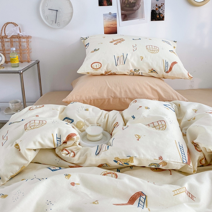 91家纺网 家纺一手货源 找家纺 尺素 2025新款ins风博主系列全棉四件套 童心未泯