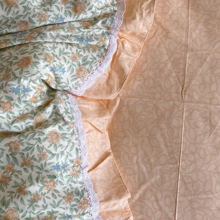 棉生活家纺 2025新款全棉小清新花边款蕾丝四件套 花晓