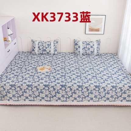 2025新款高密雪尼尔复合炕盖榻榻米炕垫-XK3733 XK3733蓝
