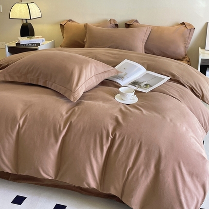 91家纺网 家纺一手货源 找家纺 N先生 2025新款纯色全棉磨毛四件套-西西里 西西里-卡其