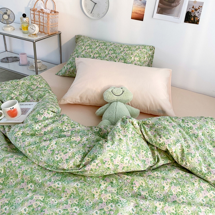 91家纺网 家纺一手货源 找家纺 尺素 2025新款ins风博主系列全棉四件套 禁止蕉绿