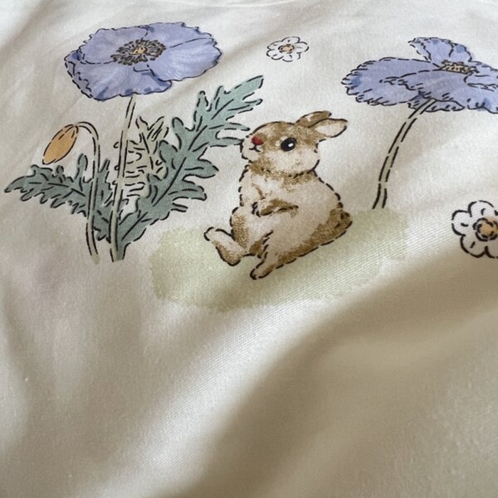 91家纺网 家纺一手货源 找家纺 棉生活家纺 2025新款全棉小清新花边款蕾丝四件套 丽丝兔