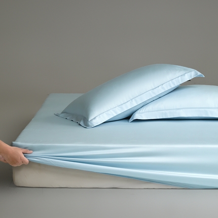 618家纺 2025新款50S100支全棉单品系列-单床笠 冰蓝