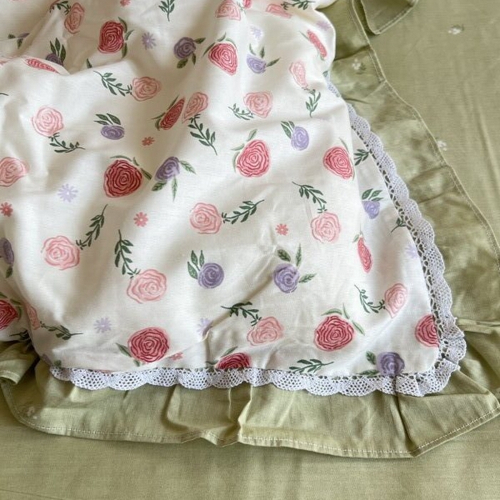 91家纺网 家纺一手货源 找家纺 棉生活家纺 2025新款全棉小清新花边款蕾丝四件套 一见倾心