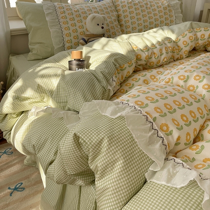 瑞莱 2025冬季新款13372舞动花边全棉四件套系列 向阳花开