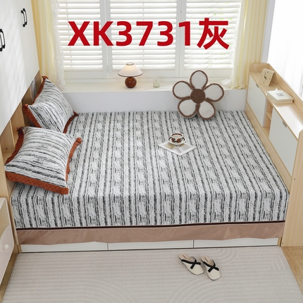 2025新款高密雪尼尔复合炕盖榻榻米炕垫-XK3730 XK3731灰